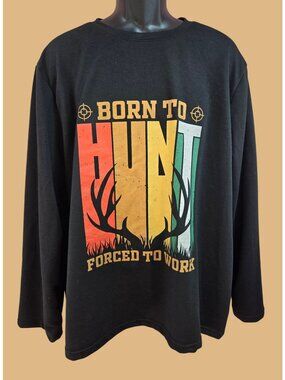 Realtree Born To Hunt Forced To Work Long Sleeve T-Shirt 2XL Black